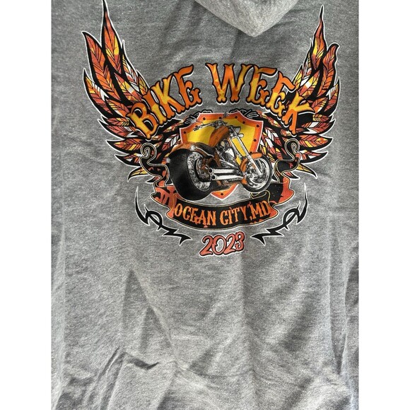 Ocean City Bike Week Gray Hoodie Zip Up Women’s XL - Picture 2 of 4